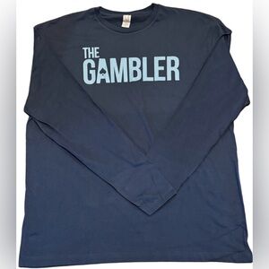 Navy Blue 'The Gambler' Long Sleeve Shirt xl